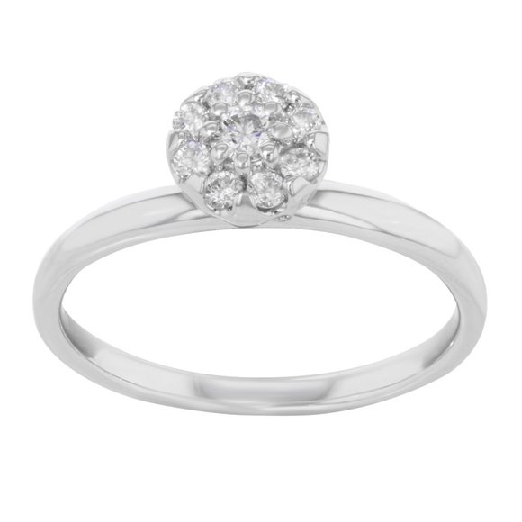 Round Cut Diamonds Womens Engagement Ring 18K White Gold 0.40 Cttw Size 7.5